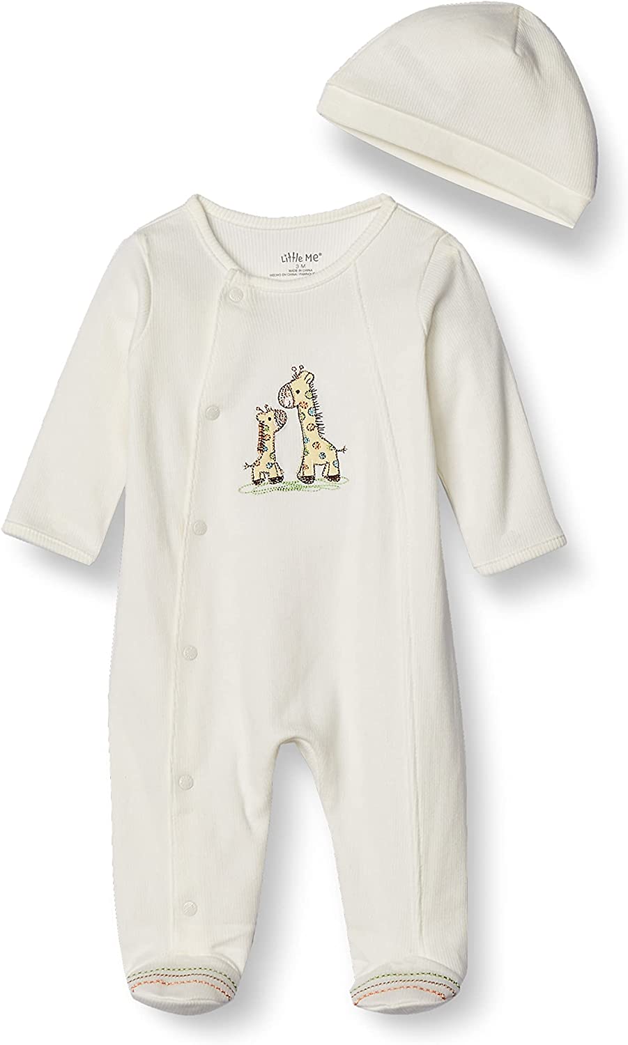Little Me Unisex Baby 2 Piece Footie and Cap Set - Image 1